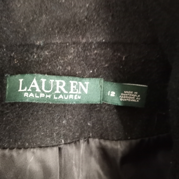 Ralph Lauren Women's Vintage Elegant Black Double-Breasted Long Coat Size 12 - Picture 9 of 15